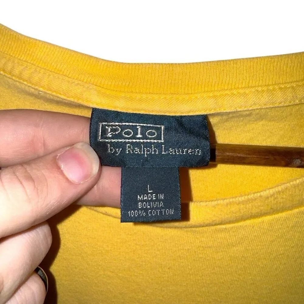90s Polo Ralph Lauren Spring Yellow Cotton S/S T-Shirt Sz L